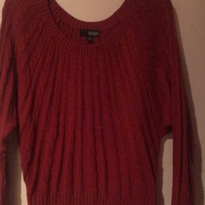 Dressy Red Scoop Neck Sweater
